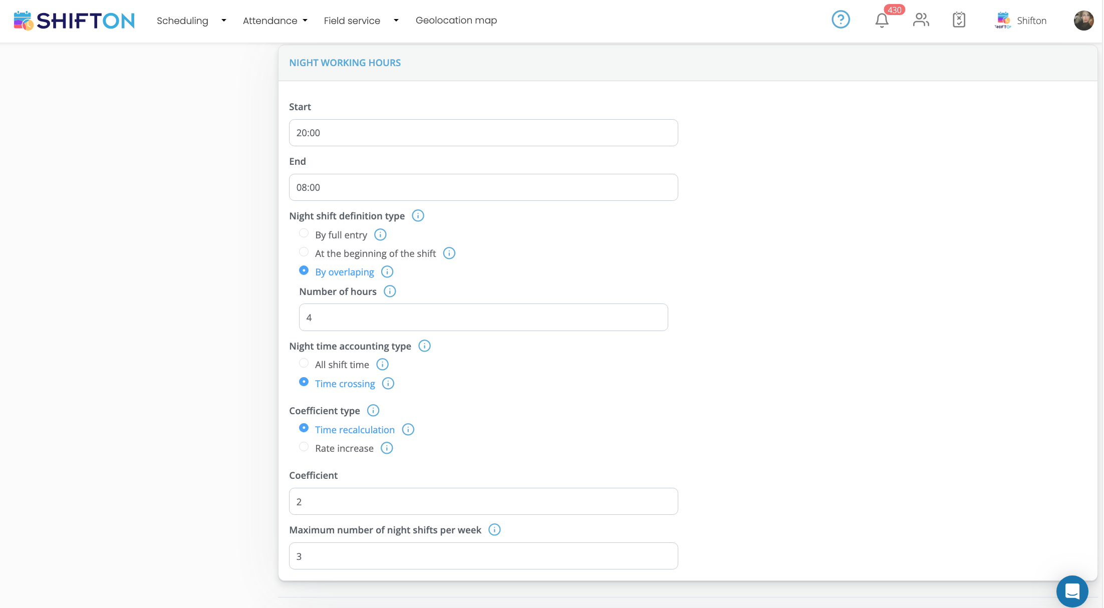 Enhancing Night Shift Management: Diverse Definitions with Shifton